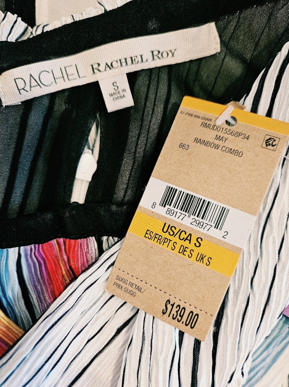 NWT Rachel Rachel Roy Rainbow Stripe One Shoulder Midi Dress Size S Colorful - Picture 6 of 11